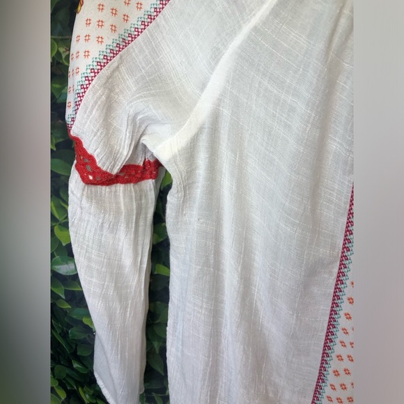 Anthropologie Fig and Flower Multicolored Embellished 3/4 Sleeve Blouse PM - Picture 5 of 14